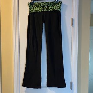 Cotton Stretch Butter Soft Full Length Black Fold Over Gym/Yoga Pants Excellent